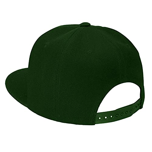 Classic Snapback Hat Cap Hip Hop Style Flat Bill Blank Solid Color Adjustable Size - color: 1pc Hunter Green