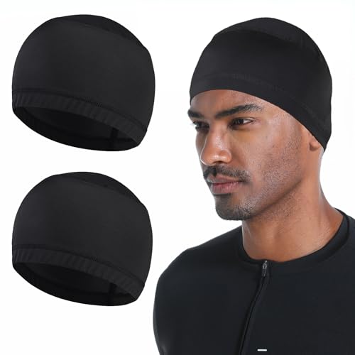Cooling Skull Caps for Men Hard Hat Helmet Liner Cycling Cap Running Beanie - color: 2pcs Black