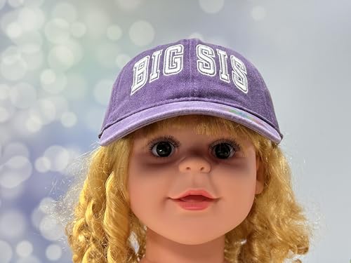 Adjustable Embroidery Animal Baseball Hat for Kid Toddler Child - color: Big Sis (Washed Purple)
