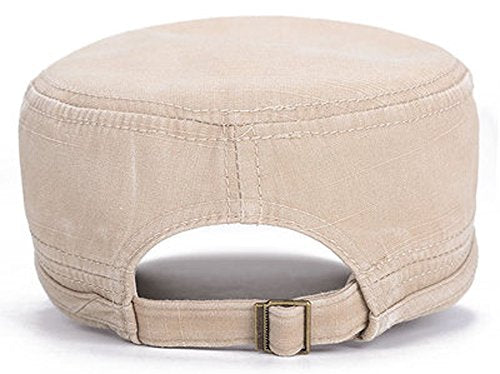 QZUnique Adjustable Flat Top Cap Solid Brim Army Cadet Style Military Hat - color: A- Blue