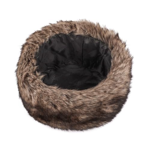 Unisex Russian Ushanka Cossack Trapper Hat Faux Rabbit Fur Trooper Hat Fuzzy Furry Hunting Cap Winter Outdoor Warm Skiing Cap - color: Brown