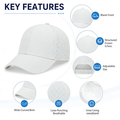 Quick Dry Baseball Cap Curved Brim Snapback Hat Mesh for Men Women - color: Lightgrey