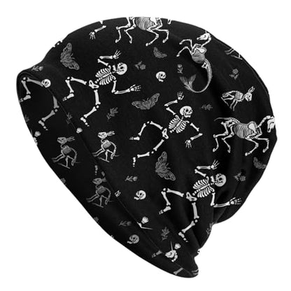 Slouchy Beanie Hat Skull Cap Chemo Headwear Baggy Hats for Men Women Running Cycling - color: Dancing Skull