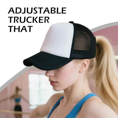 10 Pack Blank Trucker Hats Bulk, Plain Baseball Hats for DIY Heat Transfer Vinyl HTV Embroidery Team Events - color: Red White