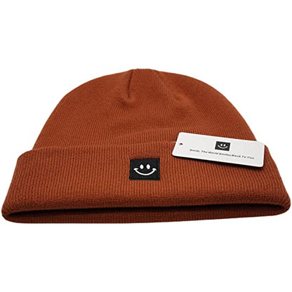 55cube Unisex Winter Beanie Hats Warm Thick Knit Cuffed Skullcaps - color: Caramel