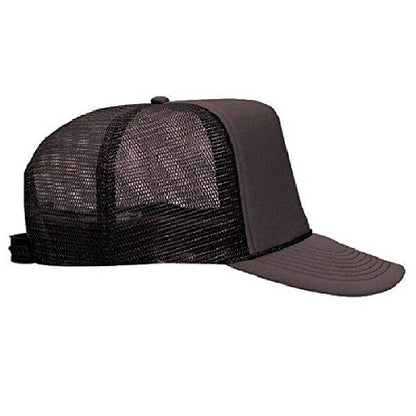 OTTO Polyester Foam Front 5 Panel High Crown Mesh Back Trucker Hat - color: Brown
