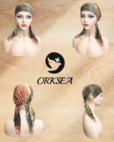Chemo Headwear for Women Pre-Tied Head Scarf Coverings Scarves - color: Khaki Flower