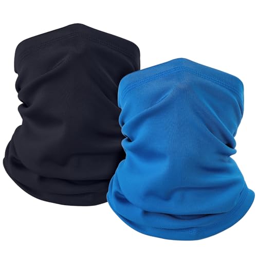 LUOLIIL VOE 2 Pack Winter Neck Gaiter Warmer for Men&Women,Windproof Face Cover Fleece Face Mask Scarf for Cold Weather Sport - color: Navy-blue+blue