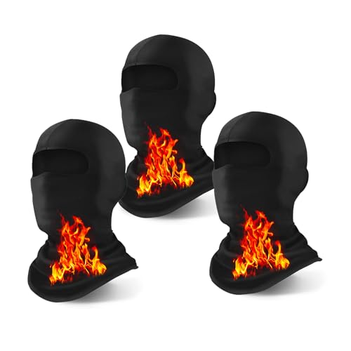 Xeoxarel Winter Ski Mask for Men Women, Thermal Balaclava, Full Face Cover - color: 3 Pack - Black Fleece Ski Mask