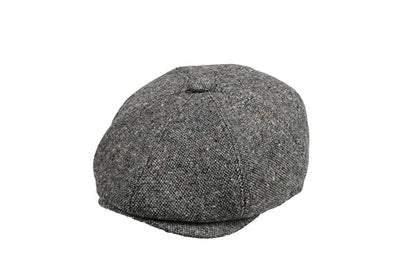 8 Panel Wool Blend Newsboy Cap – Classic Tweed & Herringbone Baker Boy Hat for Men & Women - color: Gray Tweed, size: Small