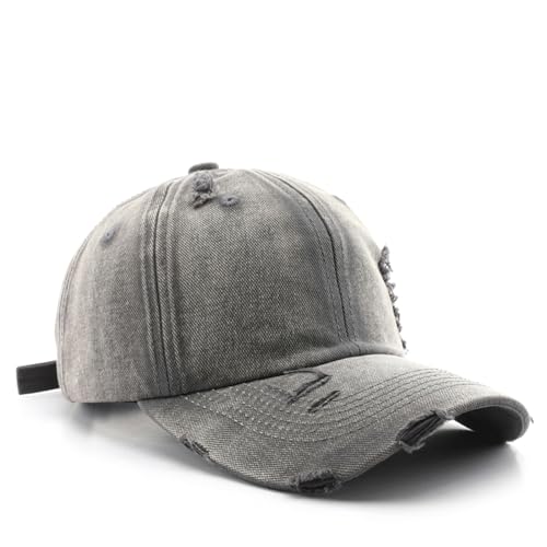 Fashion Vintage Washed Distressed Baseball Cap Unconstructed Dad Hat Trendy Trucker Hats Headwear for Men Women - color: Grey
