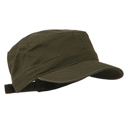 Garment Washed Adjustable Army Cap - color: Dark Olive Green