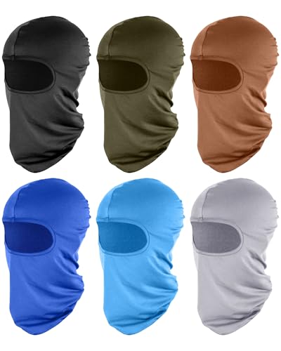 6 Pcs Ski Mask Full Face Cover Balaclava Summer Face Covering Ice Silk UV Protection for Men Outdoor Cycling Running Hood(Multiple Color) - color: Multiple Color, size: 7 1/8