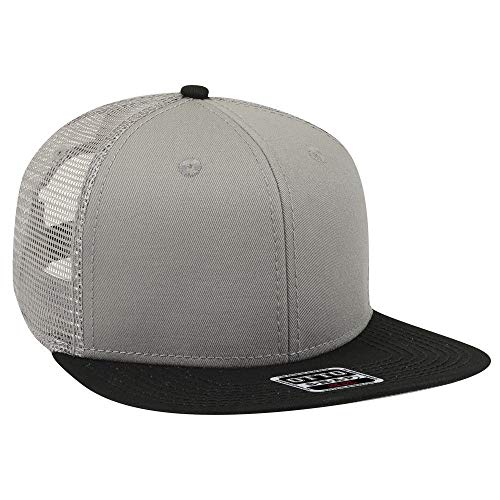 OTTO SNAP Hawaiian Pattern Square Flat Visor 6 Panel Pro Style Snapback Hat - color: Blk/Gry/Gry