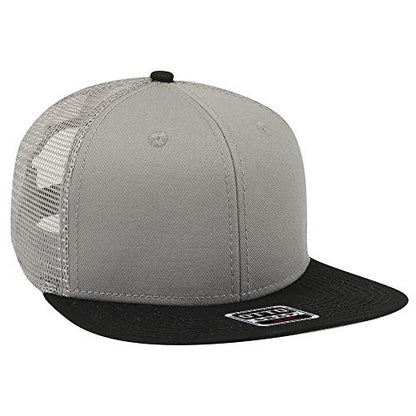 OTTO SNAP Hawaiian Pattern Square Flat Visor 6 Panel Pro Style Snapback Hat - color: Blk/Gry/Gry