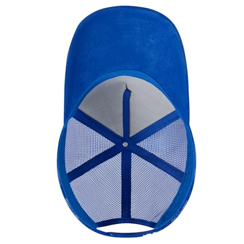 Suede Curved Brim Trucker Cap Adjustable Snapback Hat Mesh Back Breathable for Men Women 2 Pack SH03 - color: Pack of 2, Light Grey & Royal Blue