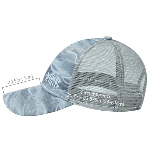 BASSDASH Altimate Fishing Hat Mesh Back for Men Women Adjustable Baseball Trucker Cap - color: Grey Camo