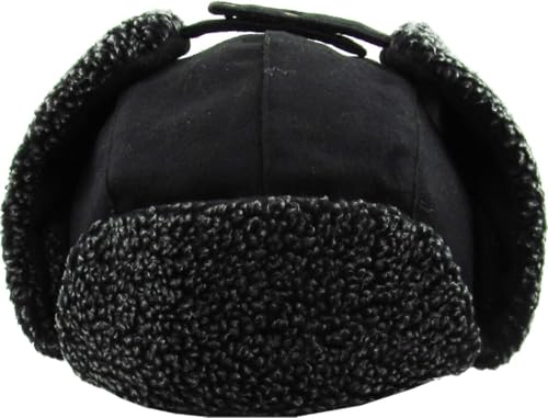 Wool Blend Aviator Trapper hat Trooper Ear Flaps Ushanka Eskimo Russian Warm Winter Cold… - color: Black Wool Blend