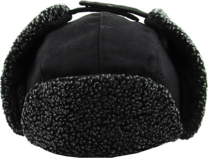 Wool Blend Aviator Trapper hat Trooper Ear Flaps Ushanka Eskimo Russian Warm Winter Cold… - color: Black Wool Blend