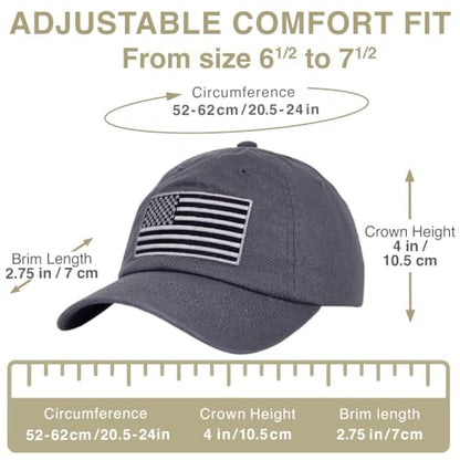 E BY ELIDAN USA Hat, Embroidered American Flag Baseball Cap for Men Women - color: Tonal Charcoal Grey