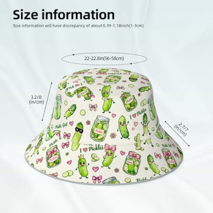 남성용 여성용 버킷 모자 패커블 양면 프린트 여름 모자 - color: I Love Pickles Pickle Girl
