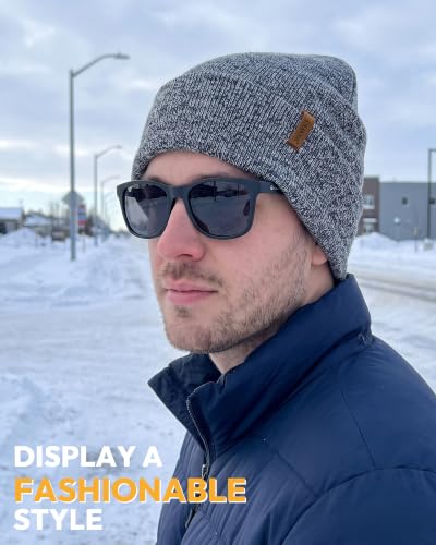 Beanie for Men Women, Winter Double Layer Warm Hat Skull Cap - color: Mixed Beige+mixed Gray+mixed Black