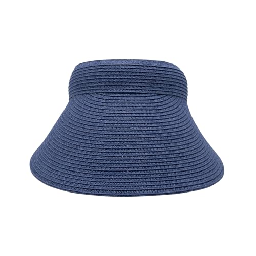 Toyo Braid Clip On Visor Wide Brim Hat Sun Protection for Women - color: Blue