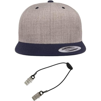 Yupoong Classics 6089 Wool-Blended Snapback Cap Bundle w/Cap Catcher - color: Heather/Navy
