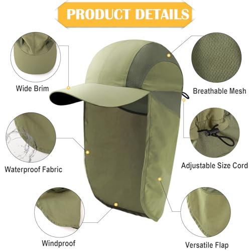 Mens Sun Hat with Breathable Mesh Sun Hats for Men Fishing Hat - color: Green