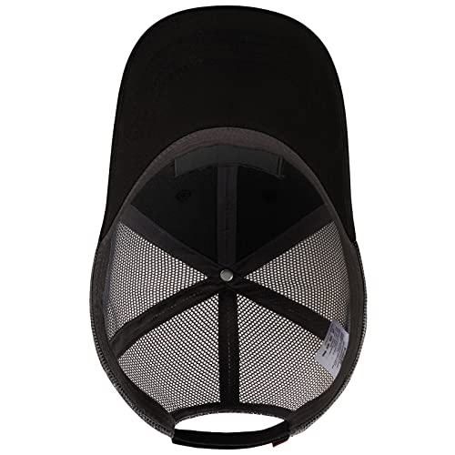 BASSDASH Altimate Fishing Hat Mesh Back for Men Women Adjustable Baseball Trucker Cap - color: Black/Fish Flag