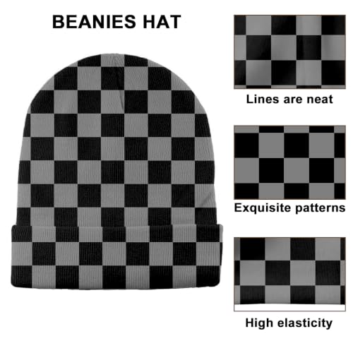 Beanie Knit Hat Winter Unisex Cuffed Beanies Skull Cap Warm Double Layer Thick Acrylic Cute for Girls Women Men - color: Black