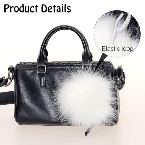 Fzxdfg 6Pieces Faux Furry Pom Pom Ball with Elastic Loop DIY Faux Fur Fluffy Ball for Hats Bags Key Chains Accessories 3.9inch/10CM (Black, White, Gray) - color: Black, white, Gray