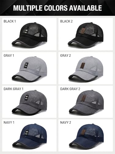 Utrum Lightweight & Breathable Baseball Cap for Summer Mesh Hat Men Trucker Women Running Golf Sports Cool Flat Cold - color: Dark Gray-a