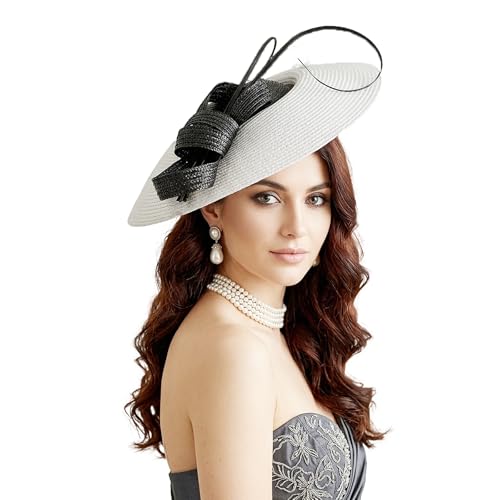 FADVES Fascinators Pillbox Hat Weddings Women Straw Fedora Vintage Sinamay Base Hats - color: Black