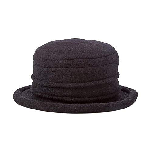 Scala Collezione Women's Boiled 100% Wool Cloche Hat - color: Black