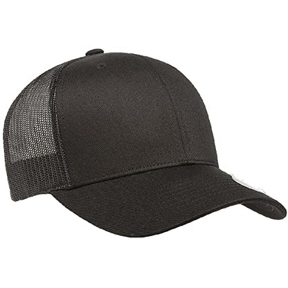 Yupoong Classic Mesh 6 Panel Retro Trucker Cap | Mid Profile Snapback - color: Black