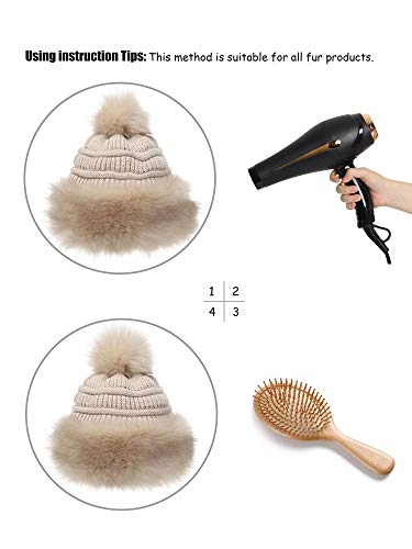 Soul Young Women's Faux Fur Hat Russian Cossack Knit Pompom Hat Ski Snow Cap for Winter Outdoor - color: Khaki