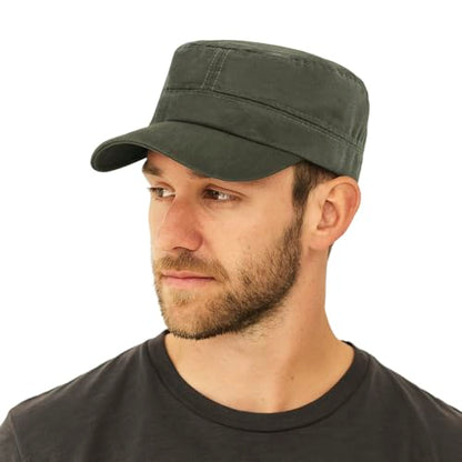 TopTie Army Cadet Cap Hat Polyester Cotton Twill Security Hat - color: Army Green