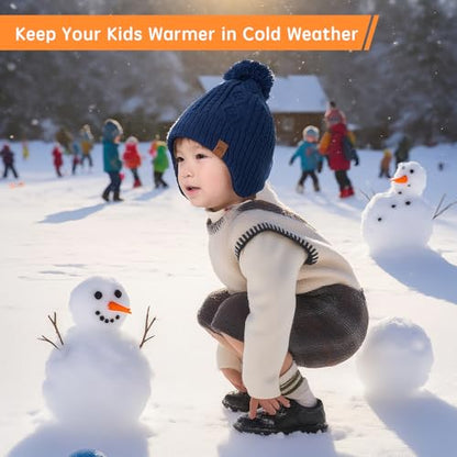 Moon Kitty Baby Boys Hats Toddler Beanies for Boys Winter Fleece Winter Hat Boys - color: Navy, size: 6-12 Months