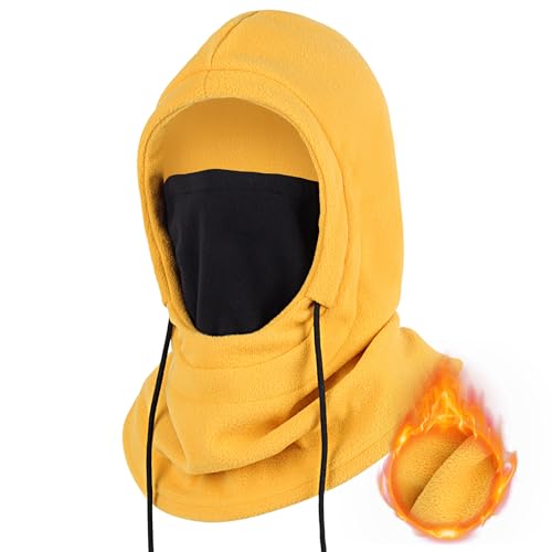 Achiou Ski Mask, Winter Balaclava Warm Windproof Face Cover Men Women - color: Turmeric