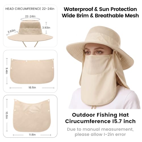 Sun Hats for Men Women UPF 50+ Waterproof Bucket Hat - color: Beige