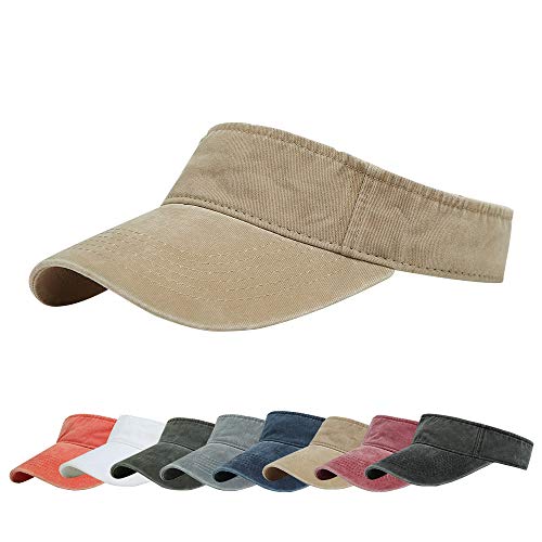 Sport Sun Visor Hats Cotton Ball Caps Empty Top Baseball Sun Cap for Men Women - color: Khaki
