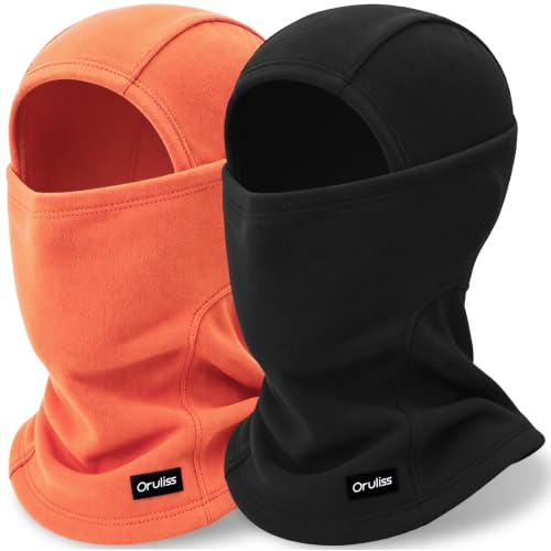 Winter Ski Mask Balaclava for Men Women, Warm Full Face Mask Cold Weather Snowboarding Skiing Motorcycling - color: Black+orange
