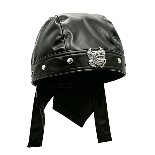 Biker Cap for Women Punk Motorcycle Skull Cap Adjustable Stylish Doo Rag Headwrap for Riding Outdoor Activities - color: Eagle B