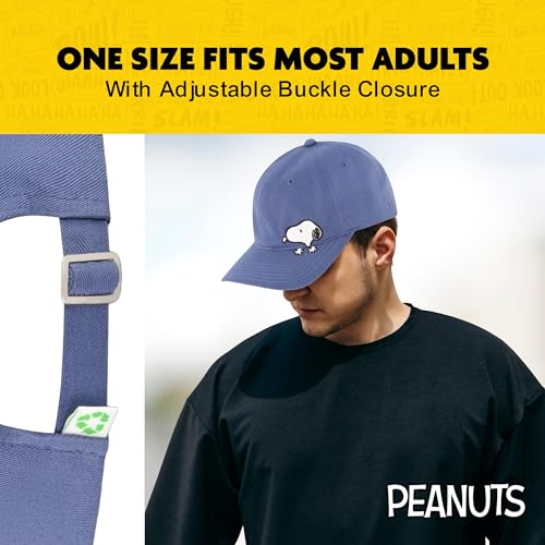 Concept One Unisex Adult Peanuts Snoopy Dad Hat, Adult Cotton Adjustable Baseball Cap with Curved Brim - color: Blue