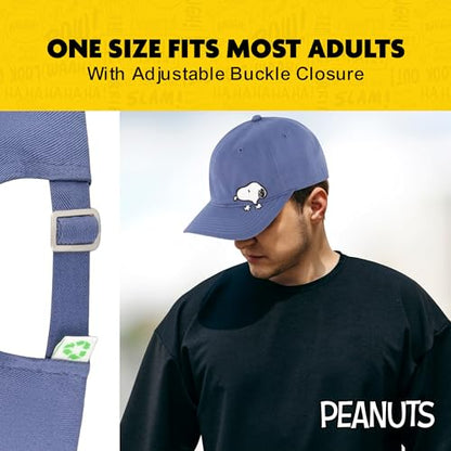 Concept One Unisex Adult Peanuts Snoopy Dad Hat, Adult Cotton Adjustable Baseball Cap with Curved Brim - color: Blue