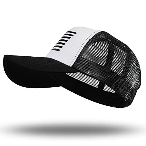 American Flag Trucker Hat - Snapback Hat, Baseball Cap for Men Women - Breathable Mesh Side, Adjustable Fit - for Casual Wear - color: White/Black
