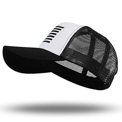 American Flag Trucker Hat - Snapback Hat, Baseball Cap for Men Women - Breathable Mesh Side, Adjustable Fit - for Casual Wear - color: White/Black
