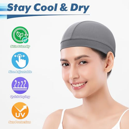 Cosmos 3 Pcs Cooling Skull Cap Helmet Liner Beanie Mesh Cycling Hat Head Wrap Under Helmets Motorcycle Hard Hat for Men Women - color: Black/White/Gray