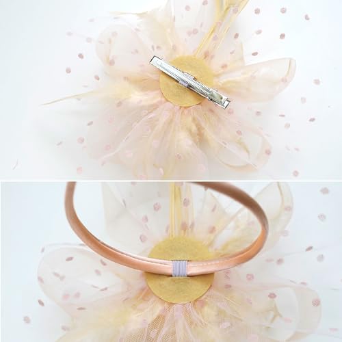 Fascinators Hats 20s 50s Pillbox Hat Cocktail Tea Party for Women (Champagne, One Size) - color: Champagne